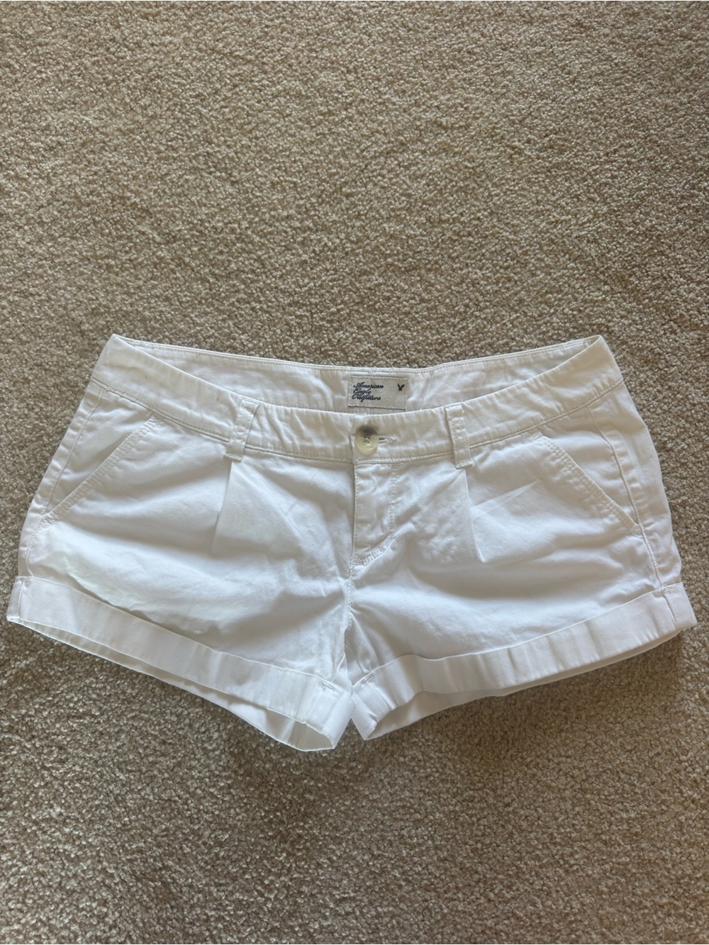 American Eagle Outfitters Low Waisted White Women's Cotton Bermuda Shorts